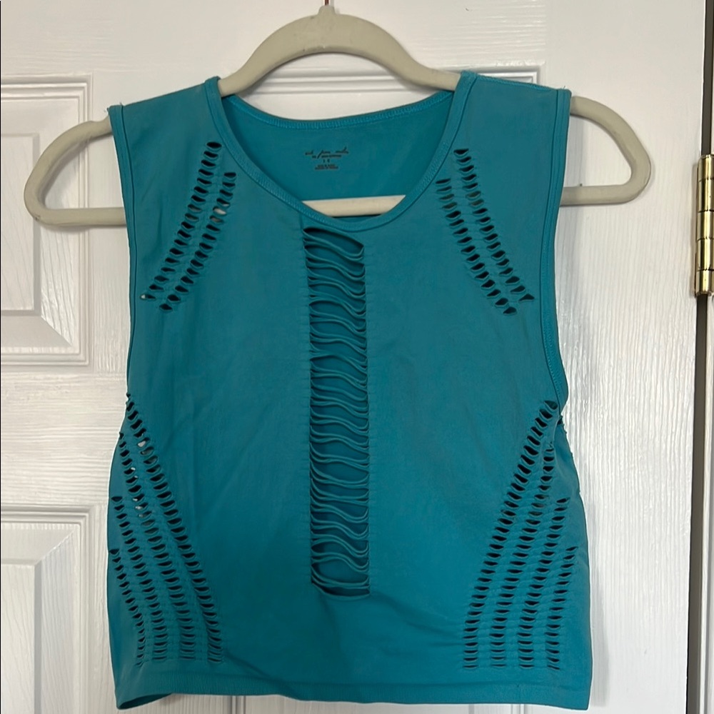 Teal Sleeveless Cutout Top